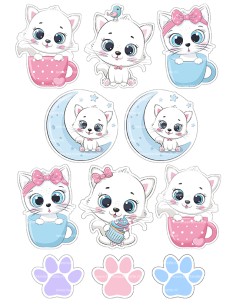 DIY Taarttopper Cute Cat - 8cm 2