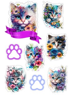 DIY Taarttopper Kat in Bloemen - 13cm 2