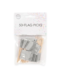Cupcake Toppers Vlag Zilver -50st- 2