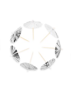 Cupcake Toppers Parasol Zilver -10st-
