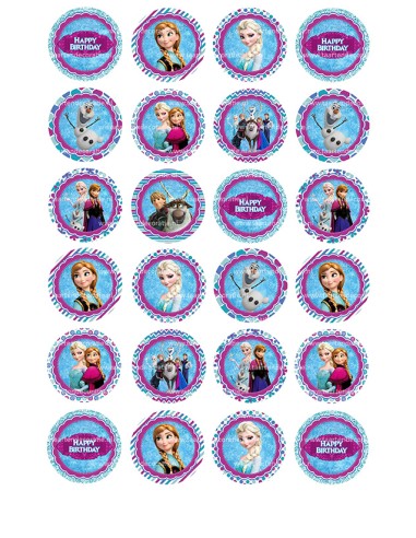 Eetbare Print Frozen Mini Cupcakes 1 - 4cm
