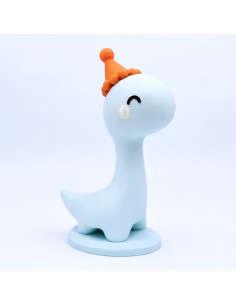 3D Taarttopper op Maat: Dino 1 - Blauw-Wit