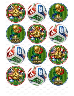 Eetbare Print Voetbal World Cup 2026 Cupcakes - 6cm