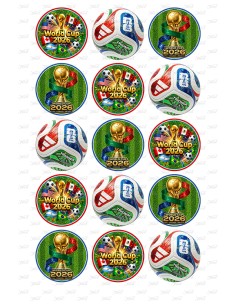 Eetbare Print Voetbal World Cup 2026 Cupcakes - 5cm
