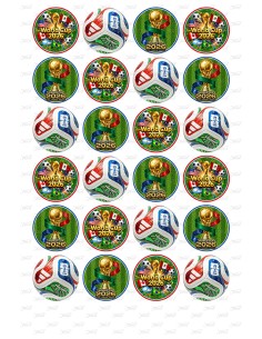 Eetbare Print Voetbal World Cup 2026 Mini Cupcakes - 4cm
