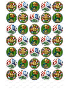 Eetbare Print Voetbal World Cup 2026 Mini Cupcakes - 3,5cm