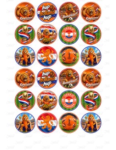 Eetbare Print Voetbal Oranje WK 2026 Mini Cupcakes - 4cm