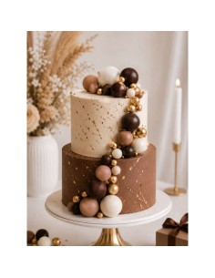 Azucren Decoratieve Ballen Set Bruin/Goud -32st- 2