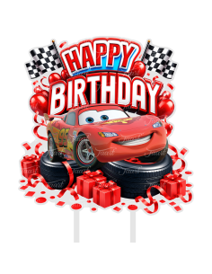 Full Colour Taarttopper op Maat: Cars Happy Birthday