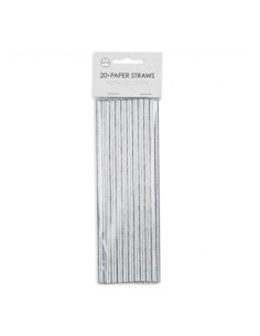 Rietjes Metallic Zilver -20st-