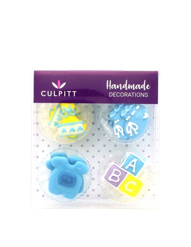 Culpitt Suikerdecoratie Baby ABC Blauw -12st- //