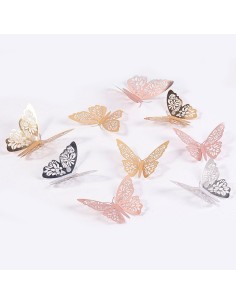 CakeDeco Decoratie Vlinders Metallic Rosé Goud -12st-