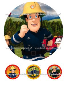 Eetbare Print Brandweerman Sam 1 - 20cm