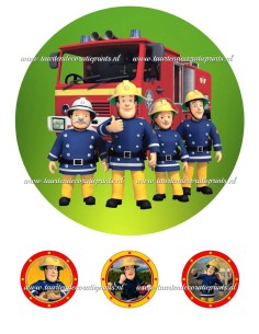 Eetbare Print Brandweerman Sam 3 - 20cm