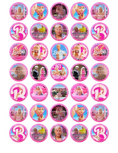 Eetbare Print Barbie Movie Mini Cupcakes - 3,5cm